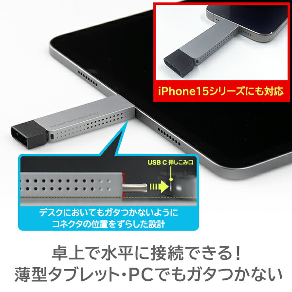 楽天市場】SSD 外付け 1TB 高速 R:1000MB/S iPhone 対応 薄型 スリム