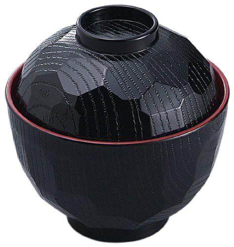 楽天市場】山中塗 9.5cm蓋付亀甲吸物椀 黒内朱/汁椀 吸い物椀/お吸物