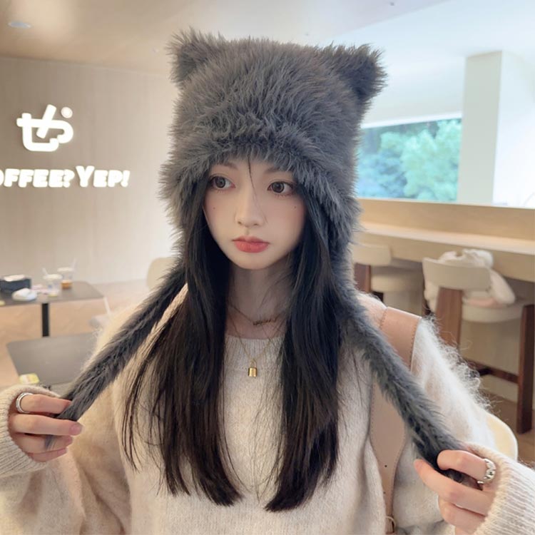楽天市場】ファー帽子 ぼうし 帽子 レディース 猫 エコファー 耳当て