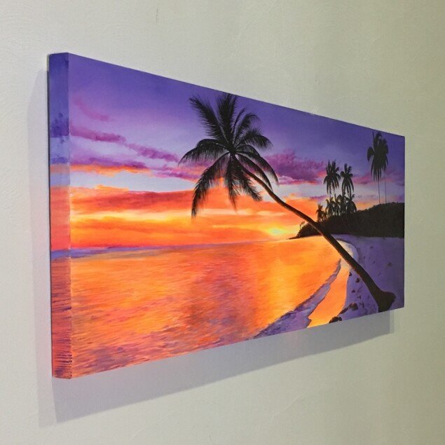 楽天市場】【インテリア雑貨 おしゃれ バリ風】 バリ 絵画 海の絵 ヤシ