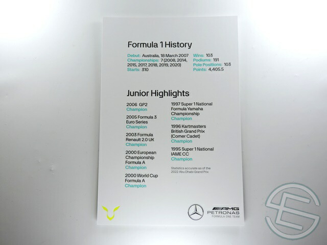 直筆サイン入り写真 ルイス・ハミルトン メルセデスAMG F1 SA鑑定済