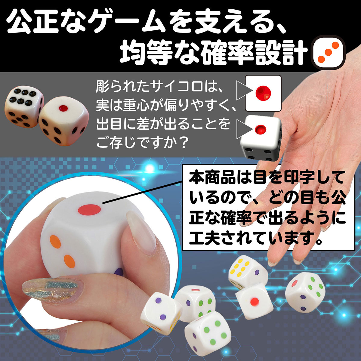 楽天市場】サイコロ ダイス 大きい 25mm 6面 6個セット : ネグエス