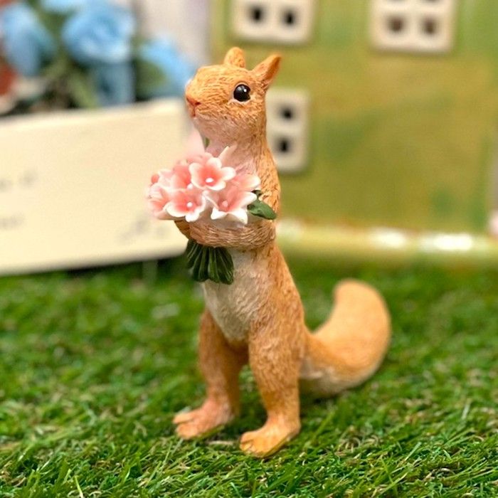 Amosfun 12）リス 置物 フィギュア ミニチュア リアル 樹脂 オブジェ
