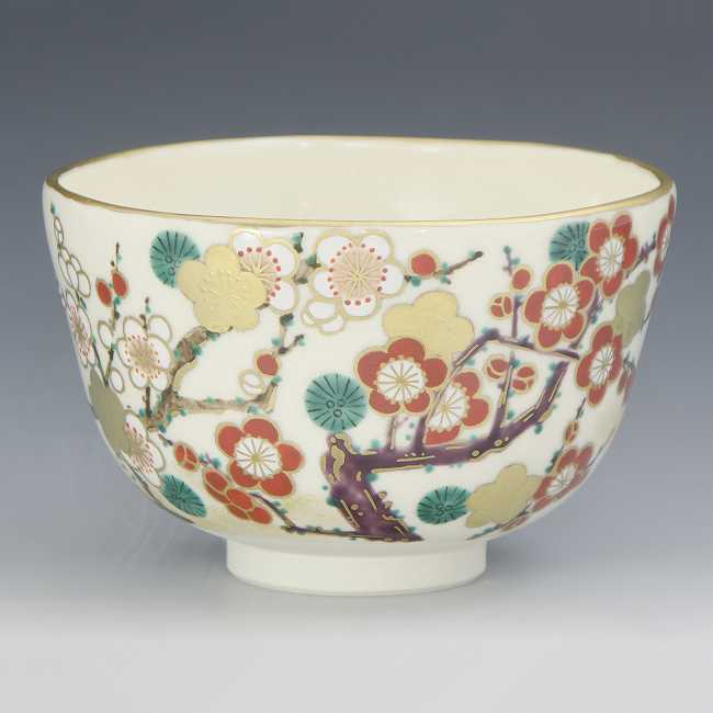 A940-6/京焼/貴古 造/一二三節紋碗5客/茶器/茶碗/茶道具/抹茶碗/