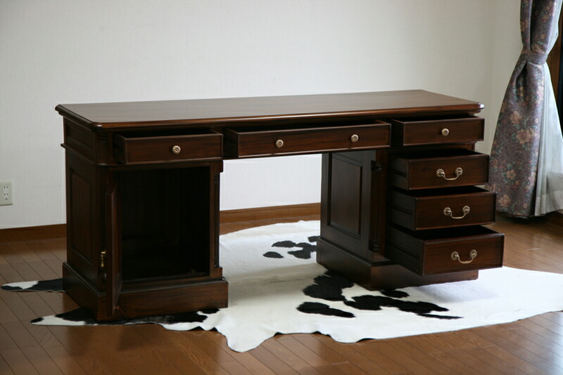楽天市場】送料無料 新品 マホガニー 無垢材 アンティーク調 デスク OD