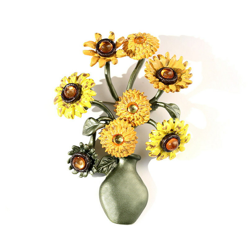 楽天市場】絵画 シリーズ ひまわり ブローチ☆ギフトポーチ付き