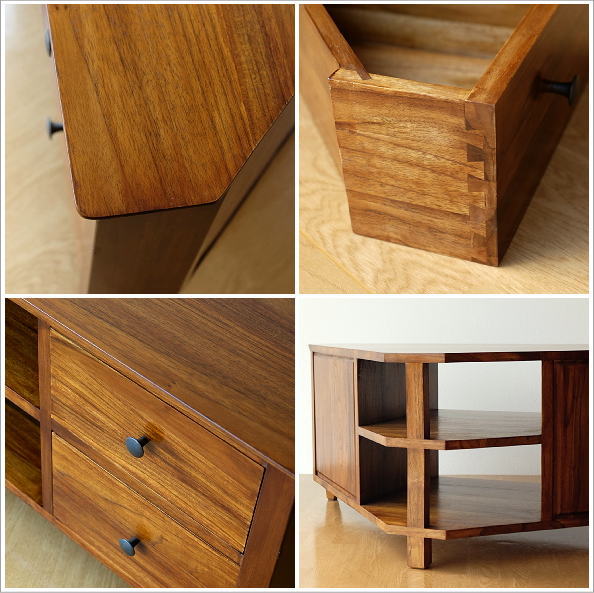 楽天市場】チーク無垢材 コーナーテレビ台 木製 総無垢材 角置き