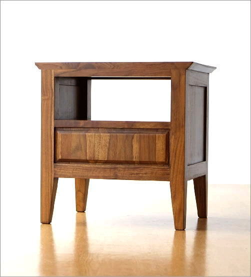 楽天市場】チーク無垢材 サイドテーブル 木製 総無垢材 ナイトテーブル