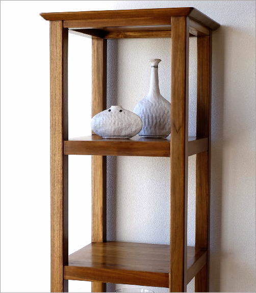 ハ*カ様 綺麗めです。 天然木 チーク無垢材 角棚 オープンシェルフ