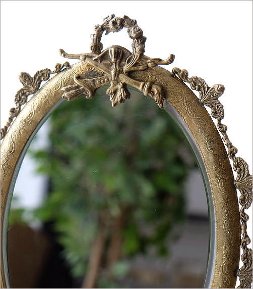 楽天市場】卓上ミラー 真鍮 アンティーク ゴールド 楕円 オーバル