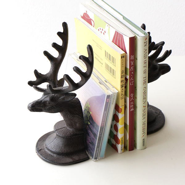 楽天市場】ブックエンド おしゃれ アンティーク シカ 本立て ブック
