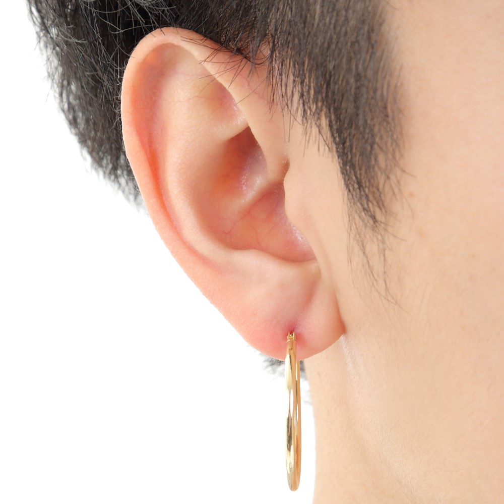 楽天市場】18金 フープピアス 2.0 × 30mm ゴールド メンズ レディース