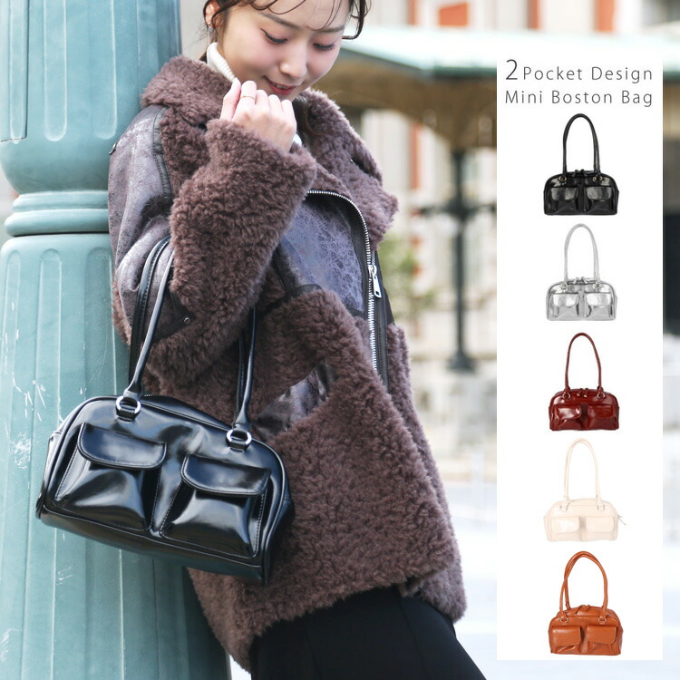 楽天市場】ミニバッグ 2ポケットデザイン ボストンバッグ 1108