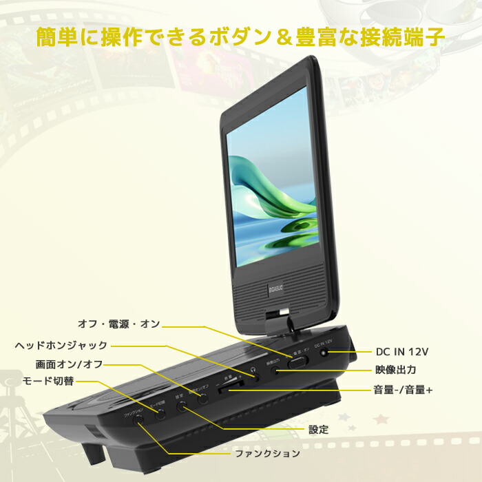 楽天市場】dvdプレーヤー ポータブル 7.5インチ 最大6時間再生可能 3
