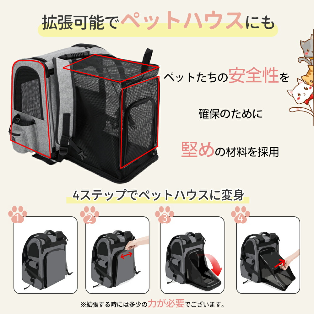 楽天市場】リュック ペットリュック ペットキャリー 犬 猫 折りたたみ