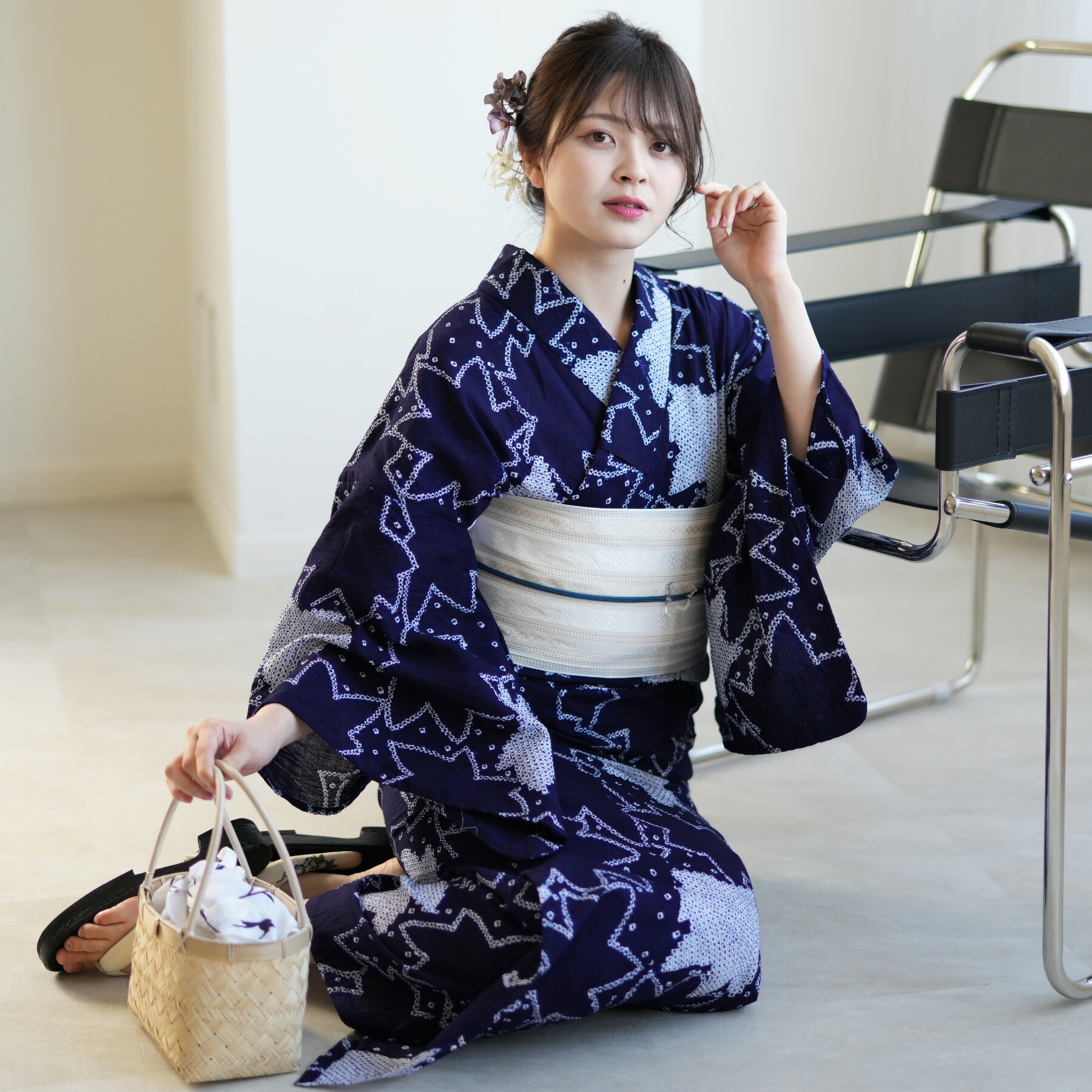 最終値下げ✩.*˚絞り浴衣 有松絞り アウトレット 【超美品】しぼ良好