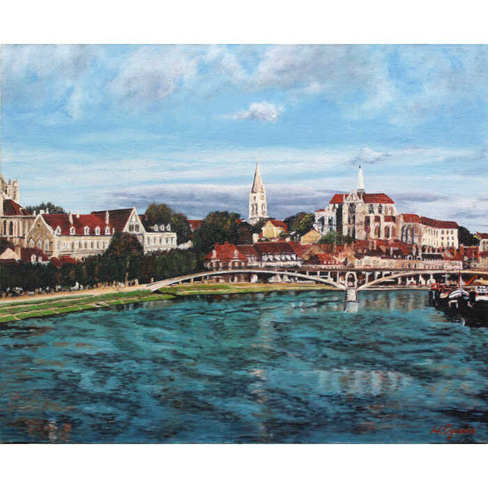 有名作家作品の気がします 外国街の街風景 油彩画 豪華