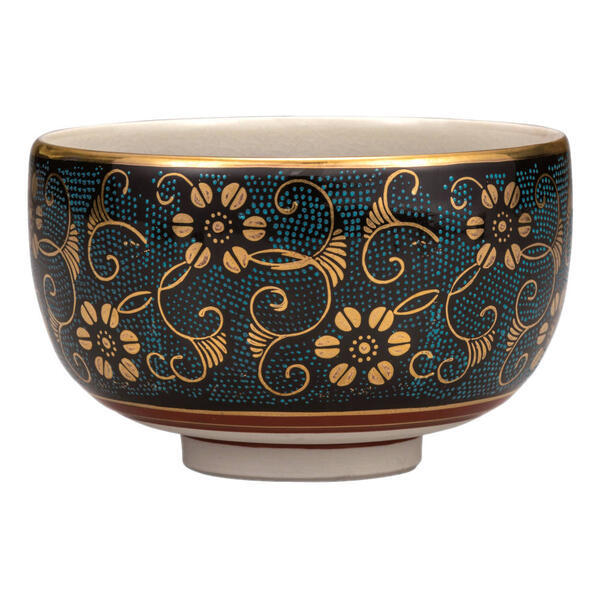 九谷焼いわたや 抹茶碗・青粒鉄仙 K9-873 片口抹茶碗