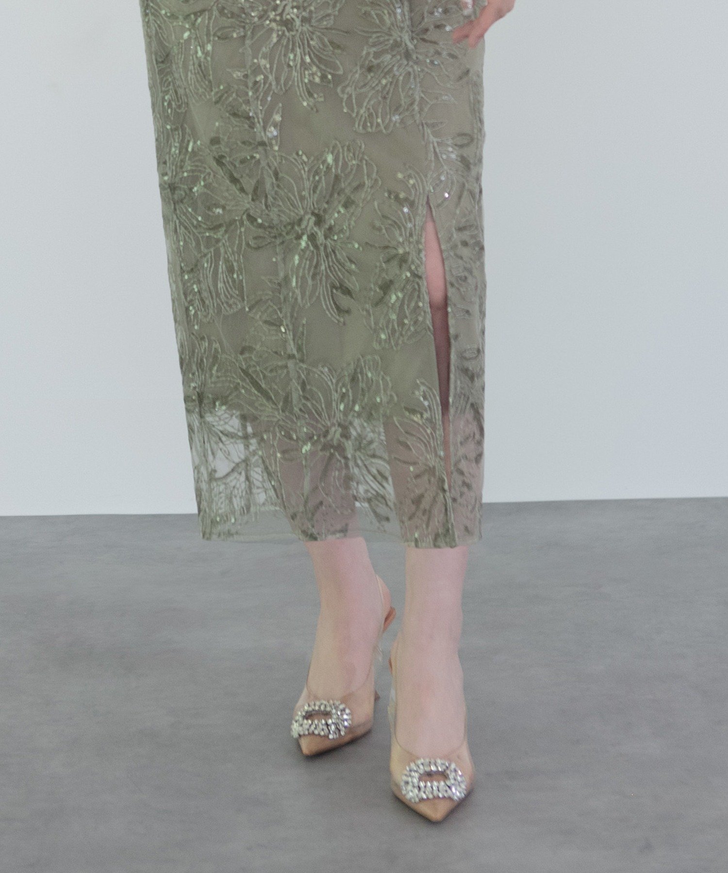 Leja｜LEJA-チュールオフショルダー花柄Iラインワンピースドレス 結婚