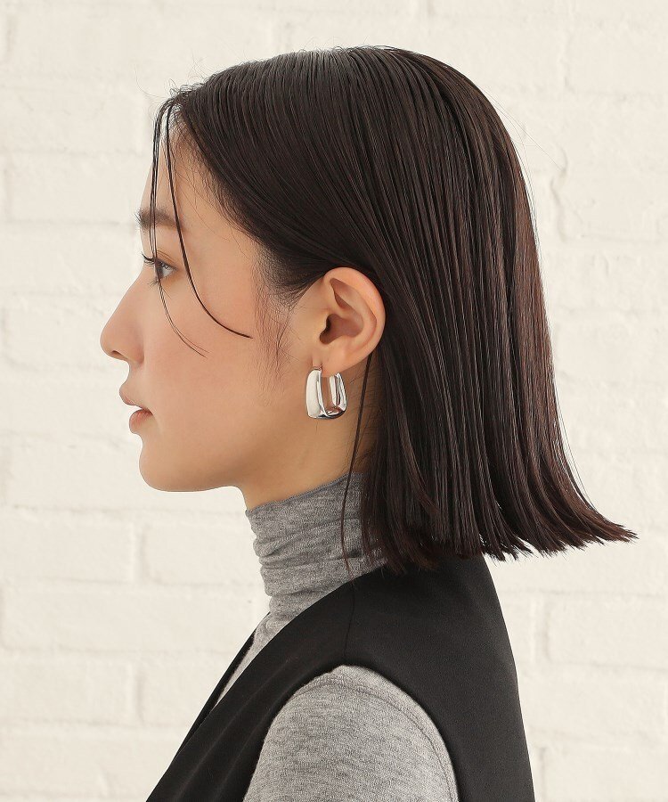 COCOSHNIK｜シルバー ホロウフープピアス トラペーズ | Rakuten