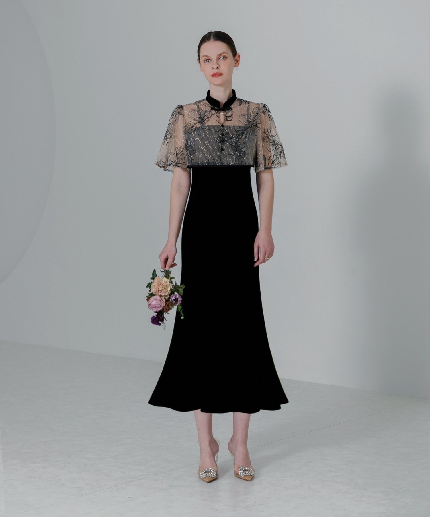 Leja｜LEJA/配色パイピング花柄ボレロ付きベロアマーメイドキャミ