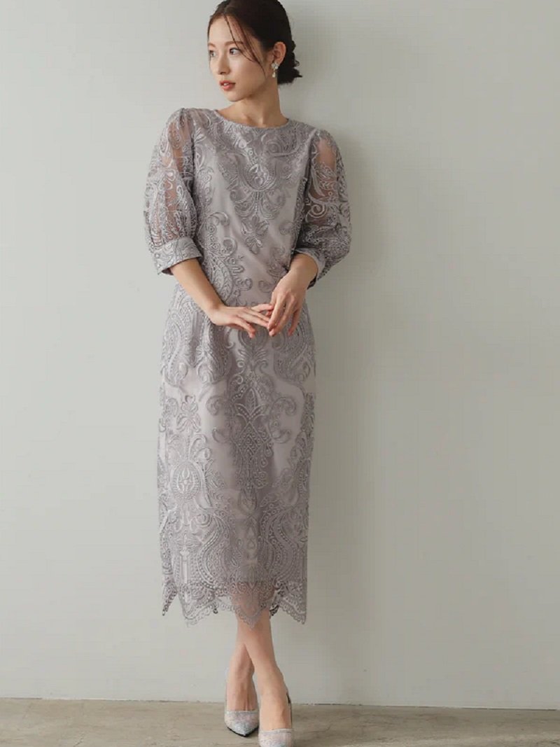 PREFERIR｜刺繍レースバックリボン結婚式パーティードレス | Rakuten