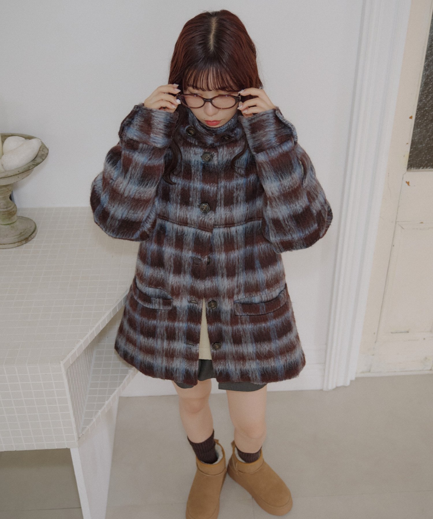 Discoat｜【umm./特別感ある一着】チェックシャギーコート | Rakuten