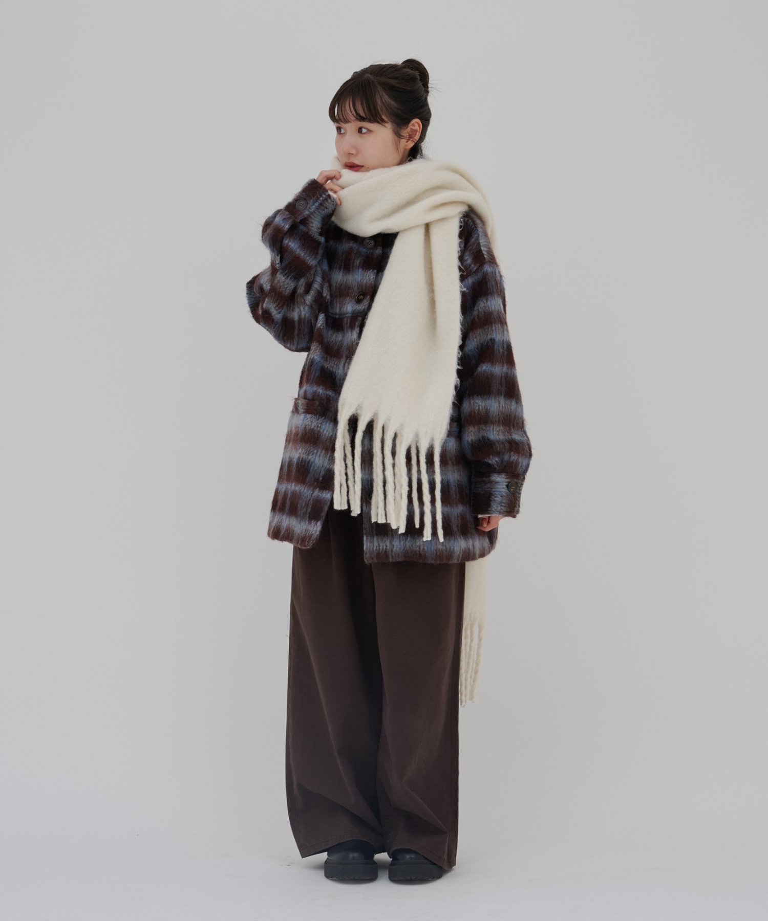 Discoat｜【umm./特別感ある一着】チェックシャギーコート | Rakuten