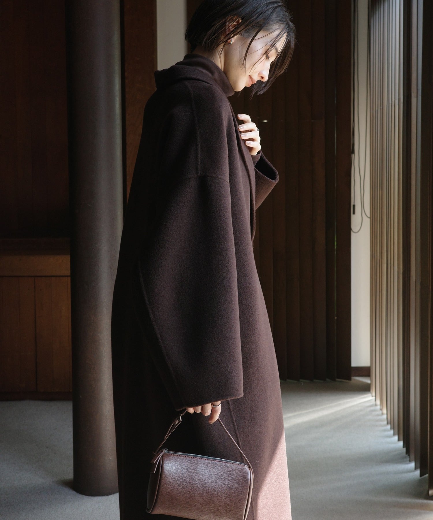 andme｜リバー ロング コクーン コート evernavy エバーネイビー