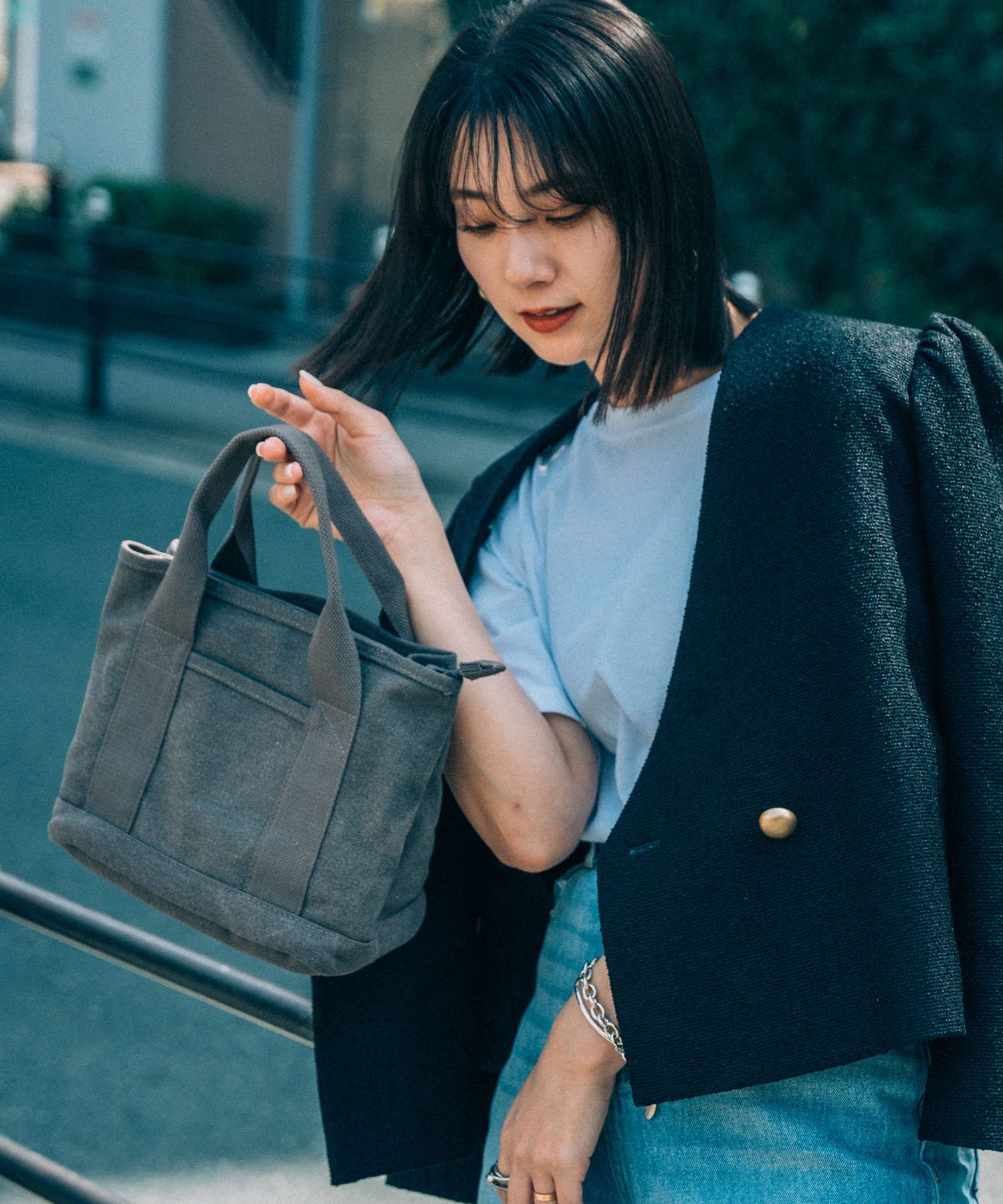 DEVICE｜ファスナー付 仕切り ミニ トートバッグ ミニランチトート