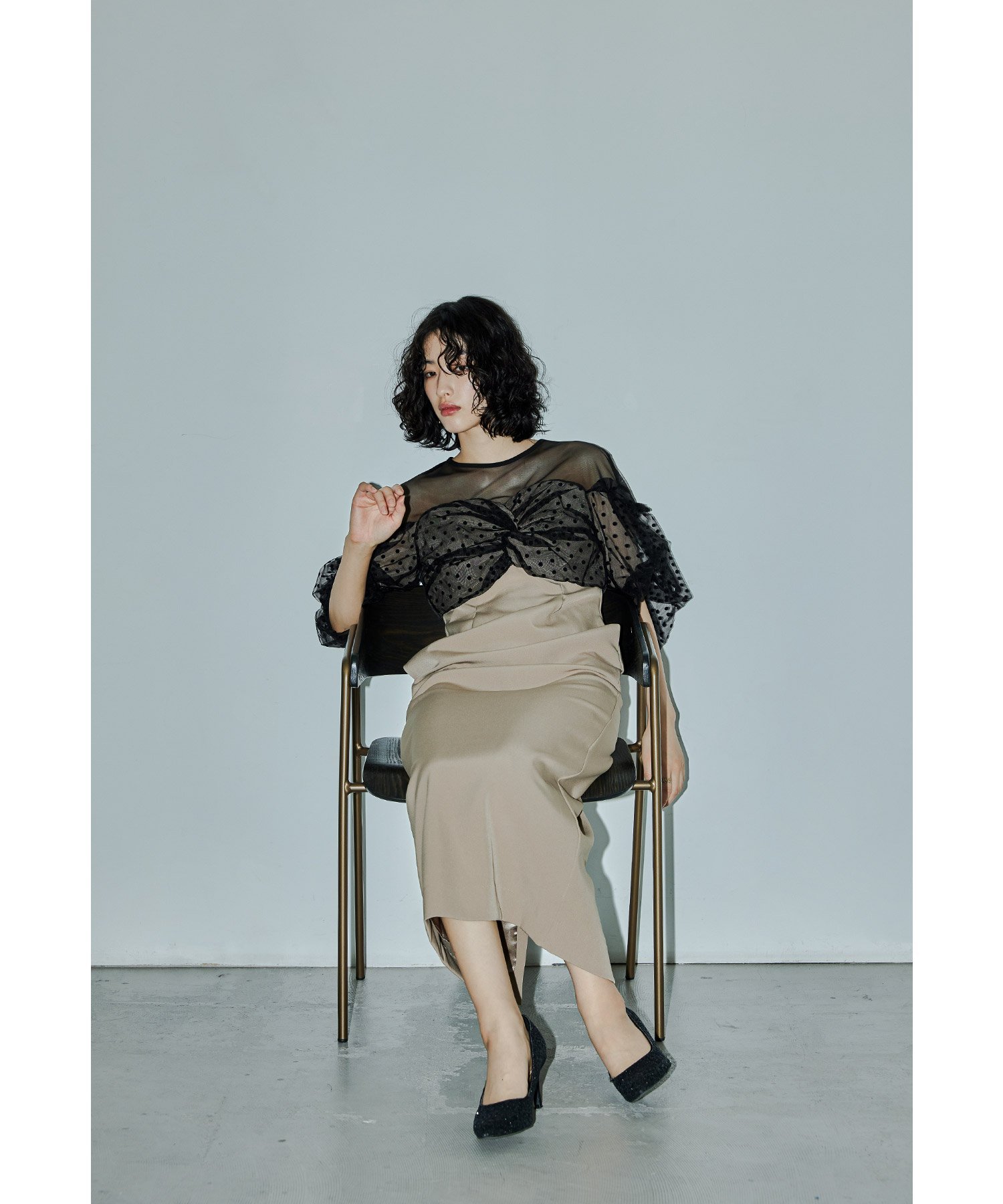 bflat｜フロッキードットワンピース パーティードレス オケージョン