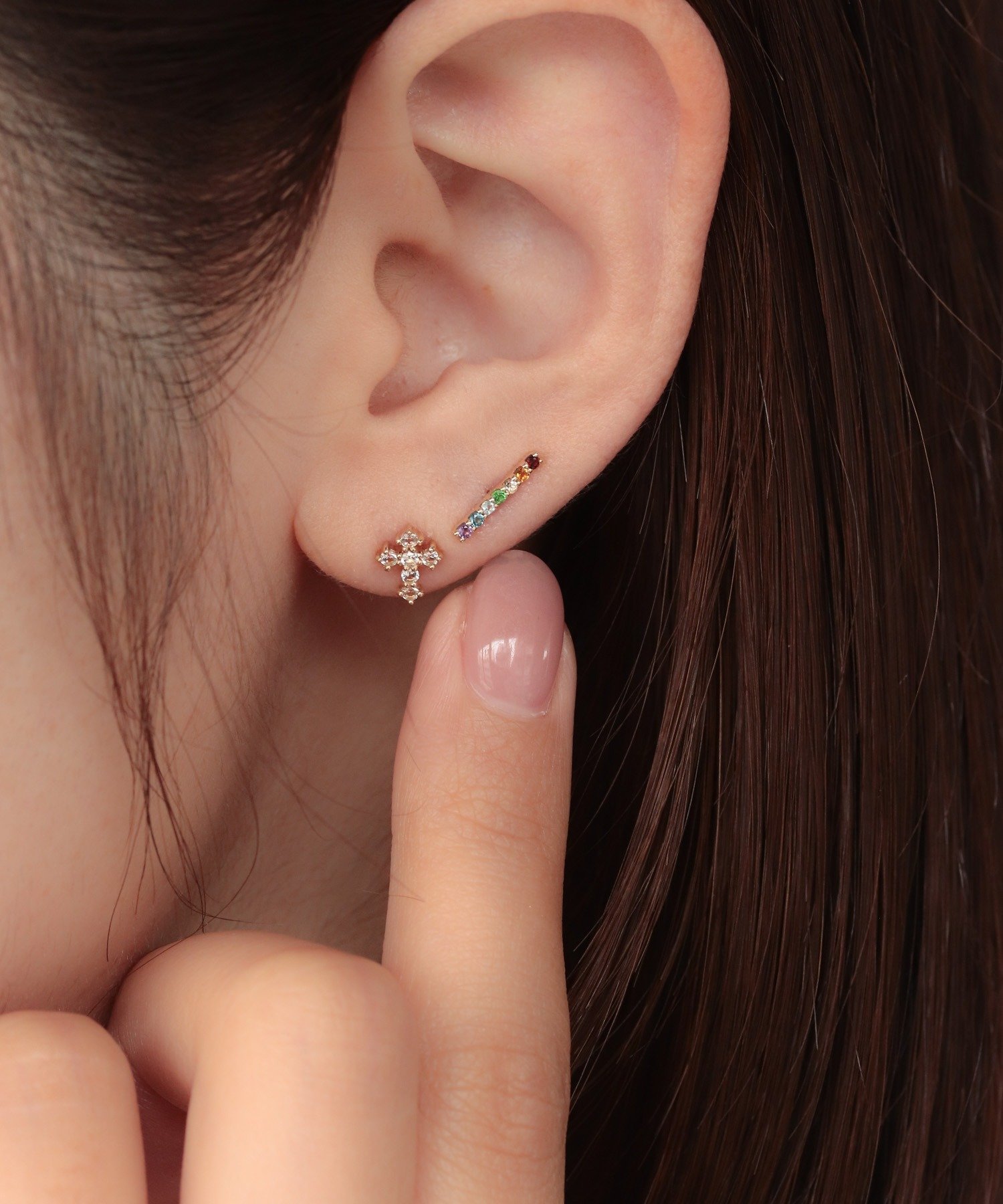 NOIR DE POUPEE｜K10 Lucky U petit joie 虹ラインピアス | Rakuten