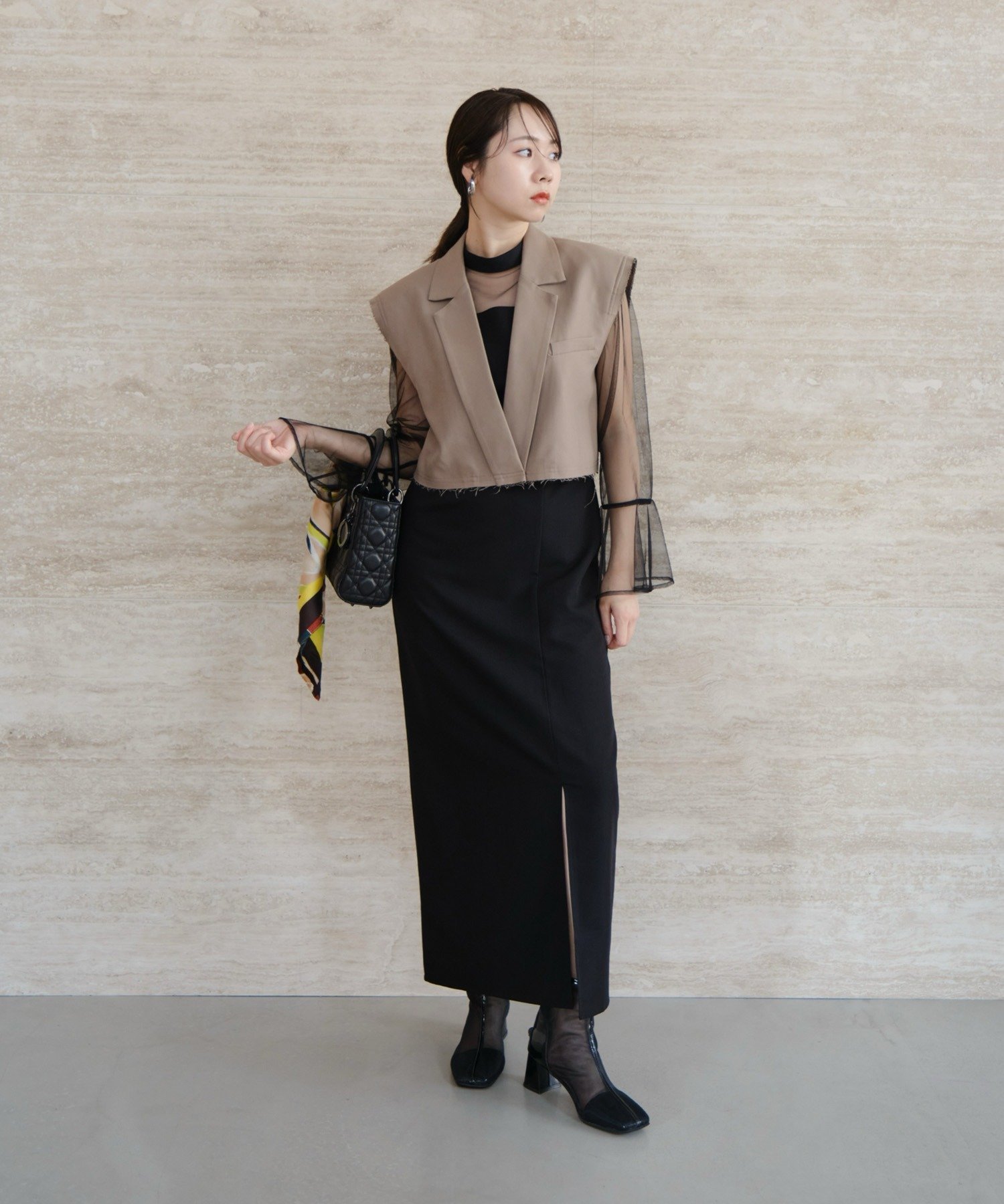 Leja｜Leja-2WAYスパンコールビスチェチュールIラインワンピースドレス