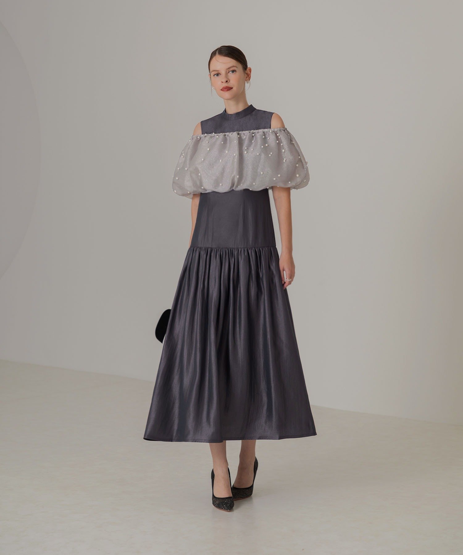 Leja｜LEJA-パールボレロオフショルダーAラインワンピースドレス 結婚