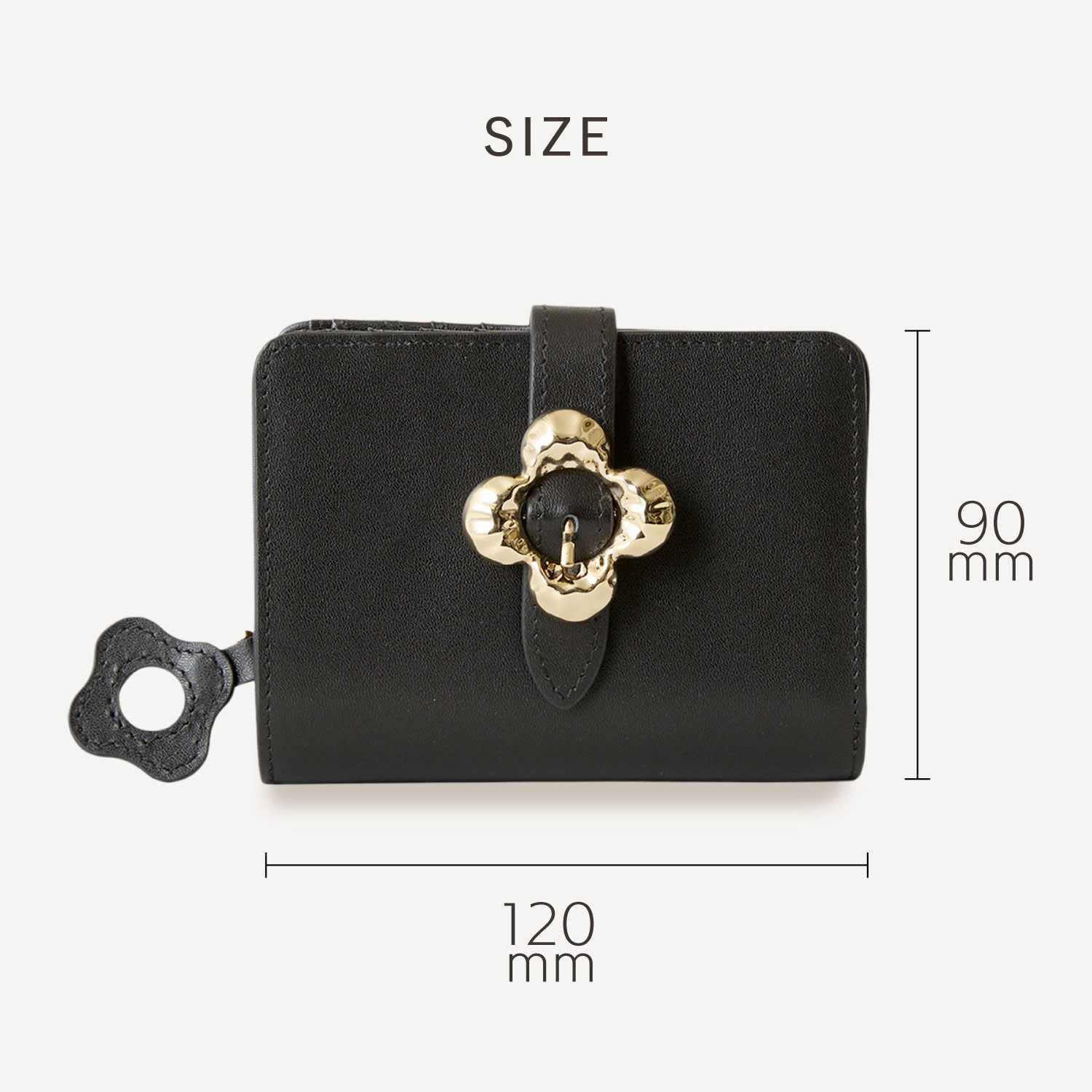 シャネル 三つ折り財布 Wホック ココボタン レザー ブラック CHANEL