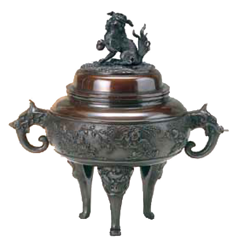 楽天市場】織田幸銅器 香炉 獅子蓋象耳(唐子遊び)61-05 高岡銅器 仏具