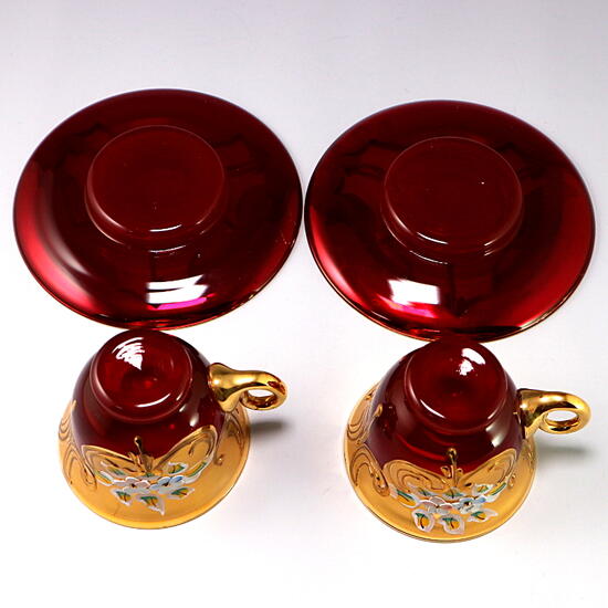 ビンテージ イタリア ベネチアングラス 金彩コンポート 直径㎝ 高さ