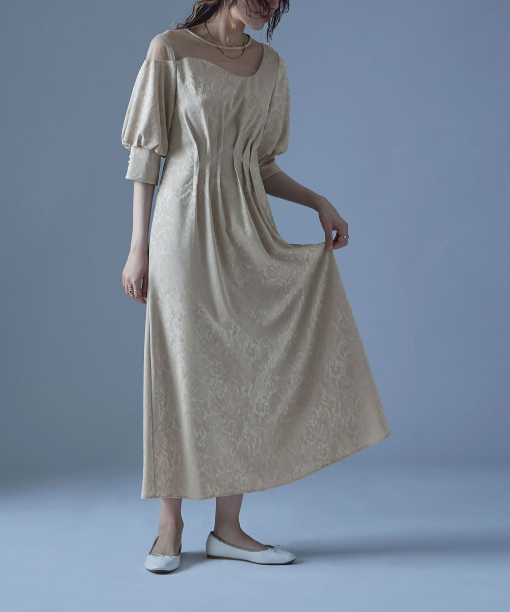 楽天市場】ミアンダリングウエストタックフレアドレス ワンピース