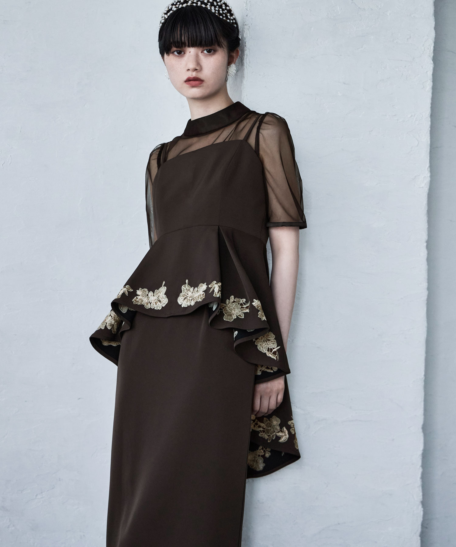 楽天市場】刺繍ペプラムビスチェ＆Iラインドレスセットアップ