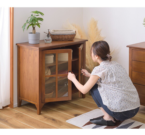 楽天市場】【完成品】 高級天然木使用 ミニキャビネット 幅80 ミニ食器