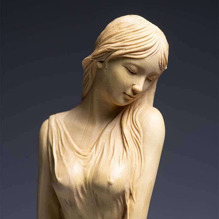 楽天市場】葉小鵬 黄楊一木彫 『 清麗 』女性像 本黄楊 木彫 ほんつげ