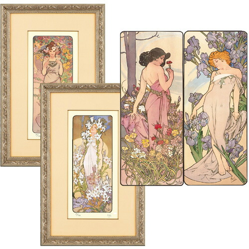 楽天市場】アルフォンス ミュシャ 名画 復刻 『 四つの花 【4点一組