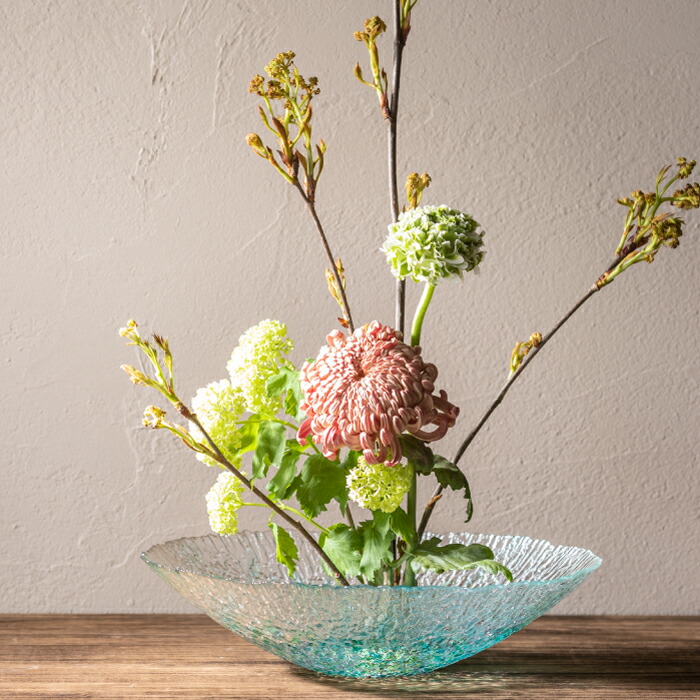 ビードロ ？黄緑色 花びらデザイン ガラス花瓶 ビードロ ？黄緑色