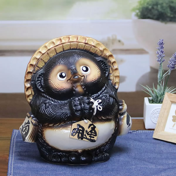 信楽焼開運、狸の置物 約23.5cmビンテージ