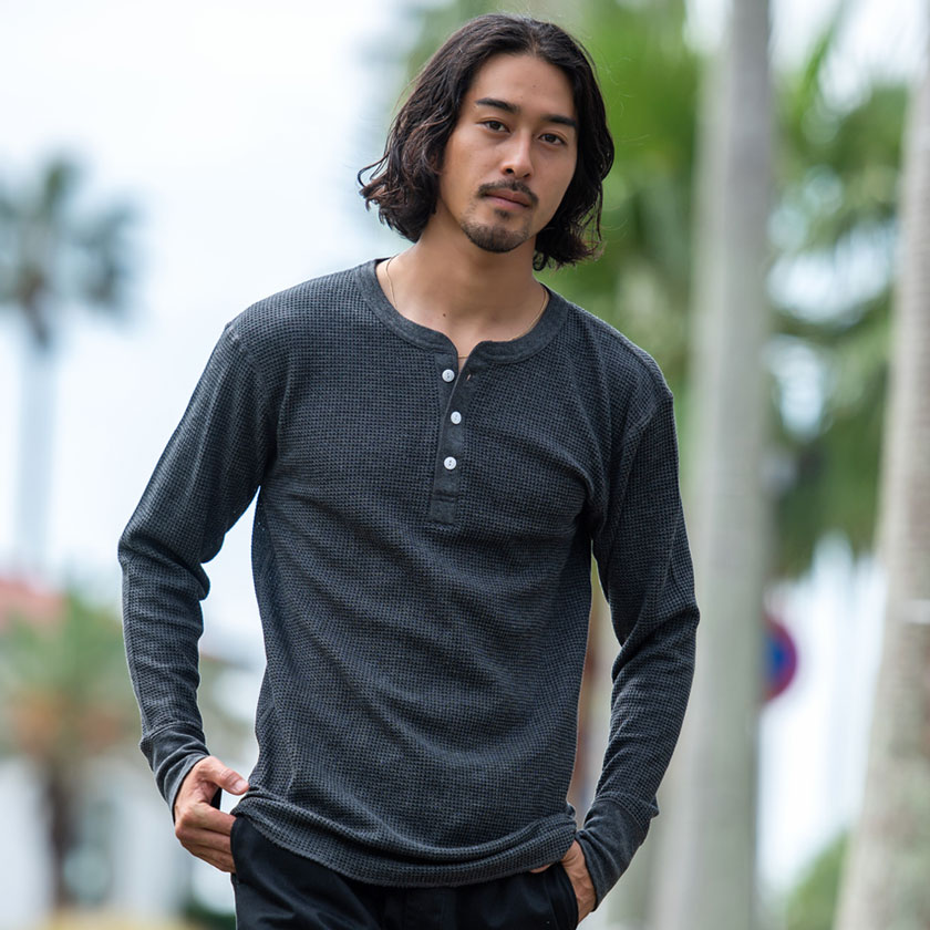 楽天市場】【送料無料】ロンT メンズ ワッフル サーマル 長袖Tシャツ