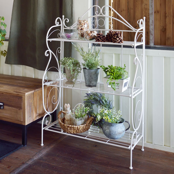 楽天市場】ガーデンラック 横型 3段 アイボリー ブラック おしゃれ