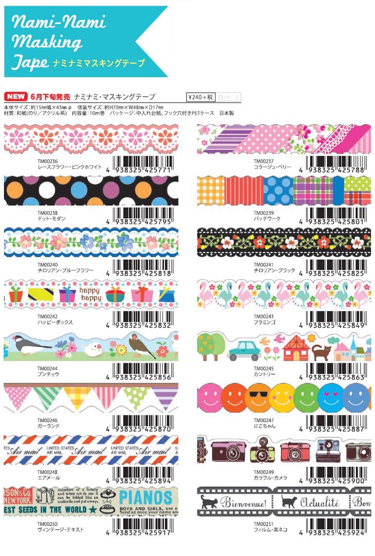 楽天市場】《TM00236-251》ナミナミ 型抜きマスキングテープ日本製 約