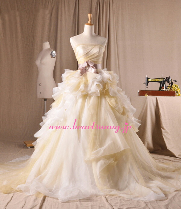 楽天市場】ウェディングドレス プリンセス☆H003☆オーガンジーフリル