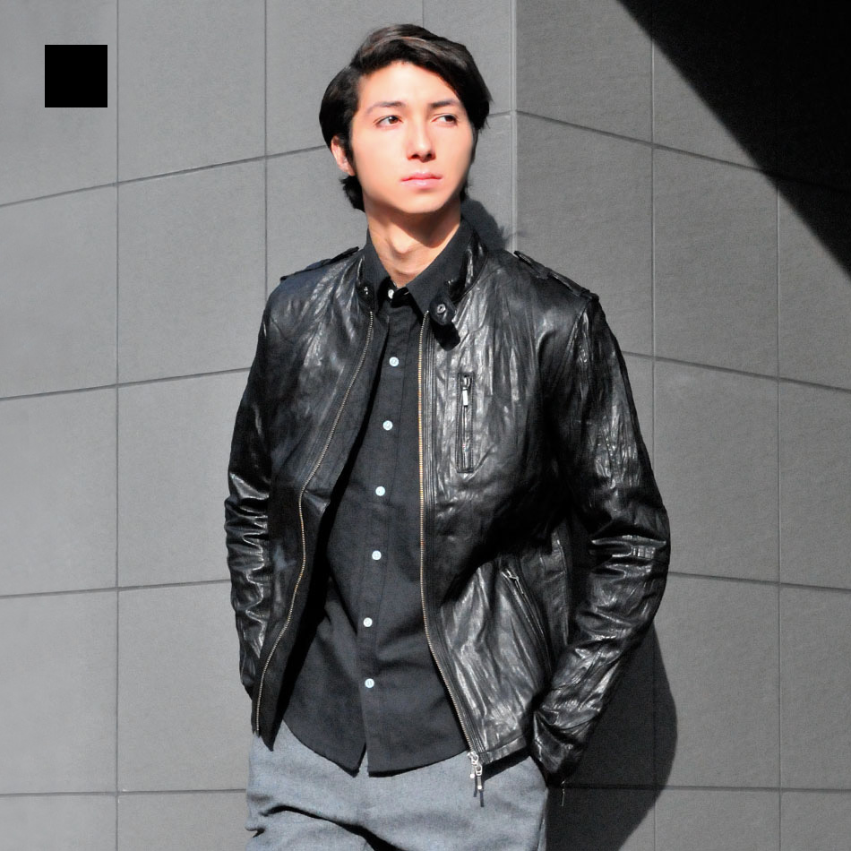 楽天市場】レザージャケット メンズ 本革 ラムレザー 羊革 ブラック 黒