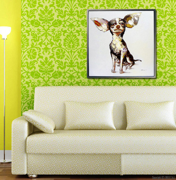 油絵 Yumiko ワーゲンに乗る犬の家族 油絵 Yumiko様専用 ワーゲンに